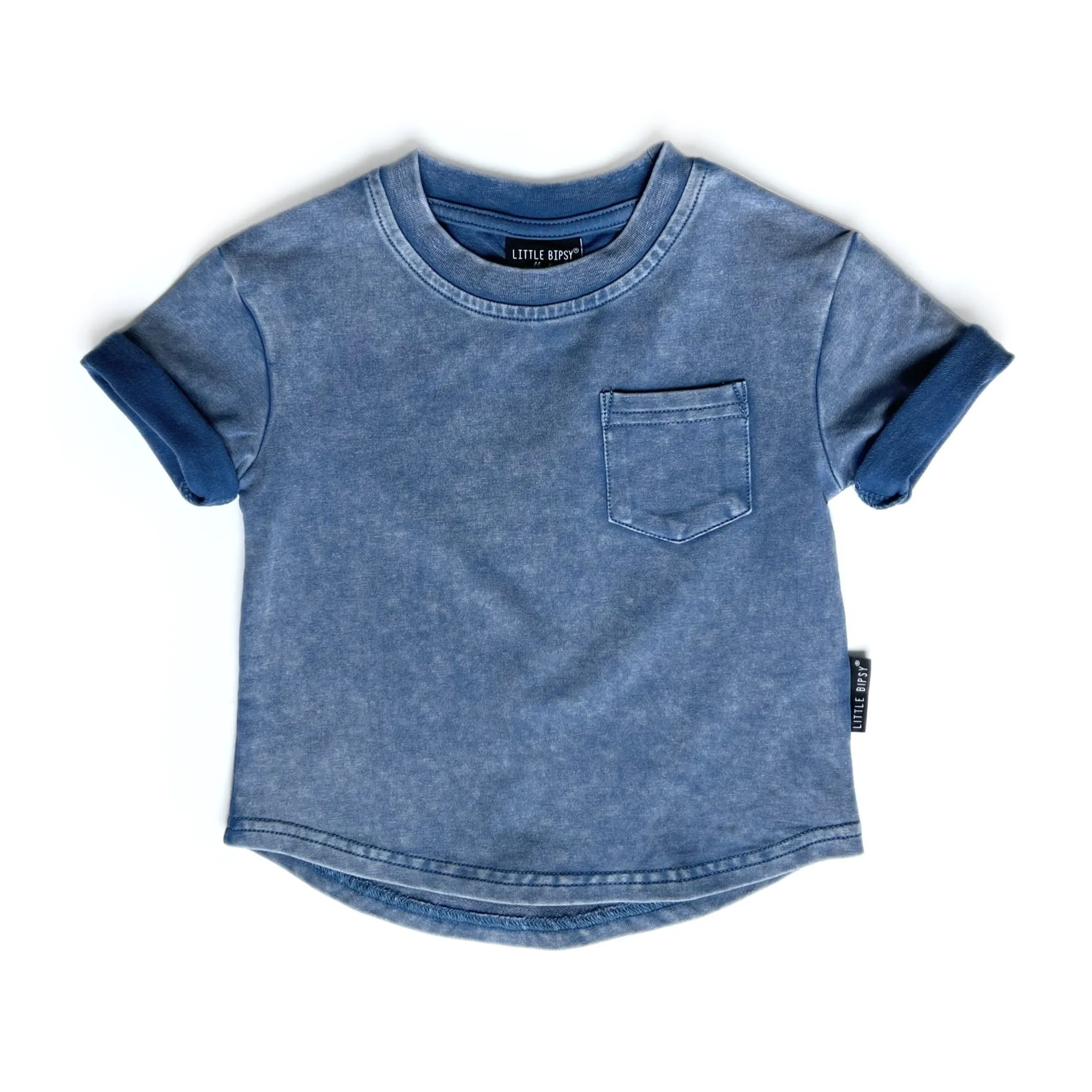 Little Bipsy Acid Wash Tee - Navy