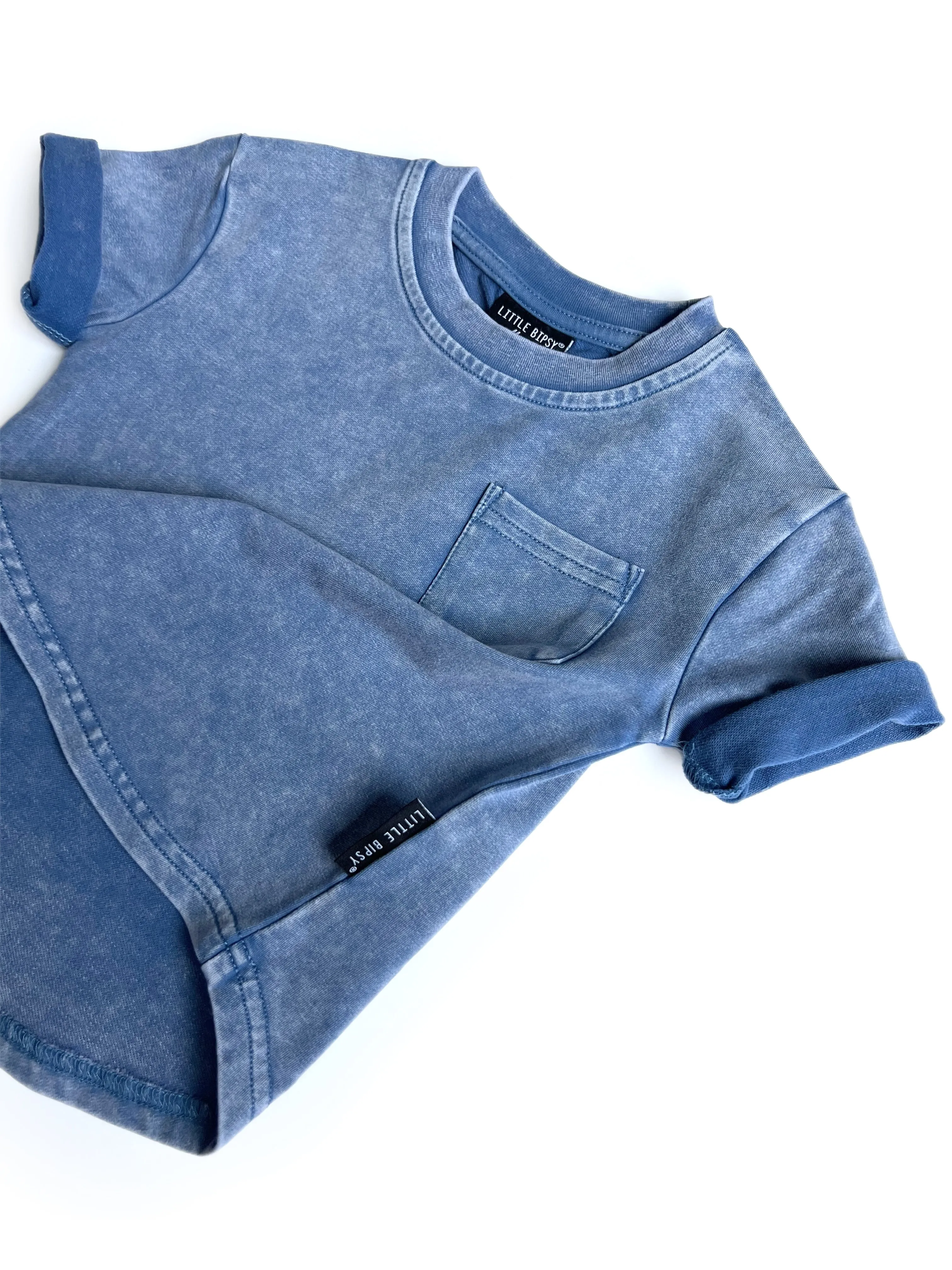 Little Bipsy Acid Wash Tee - Navy