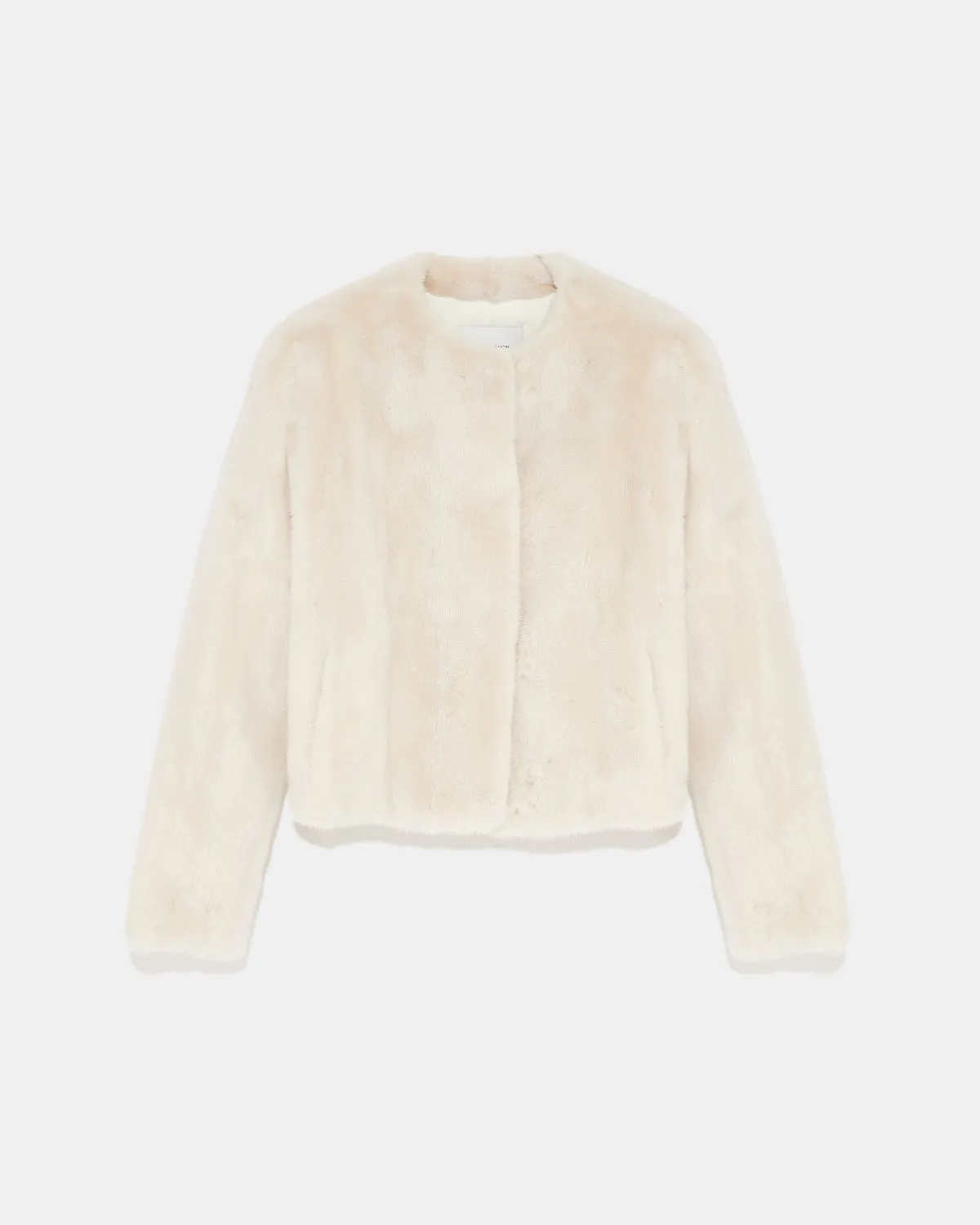 Long-haired mink fur round neck jacket
