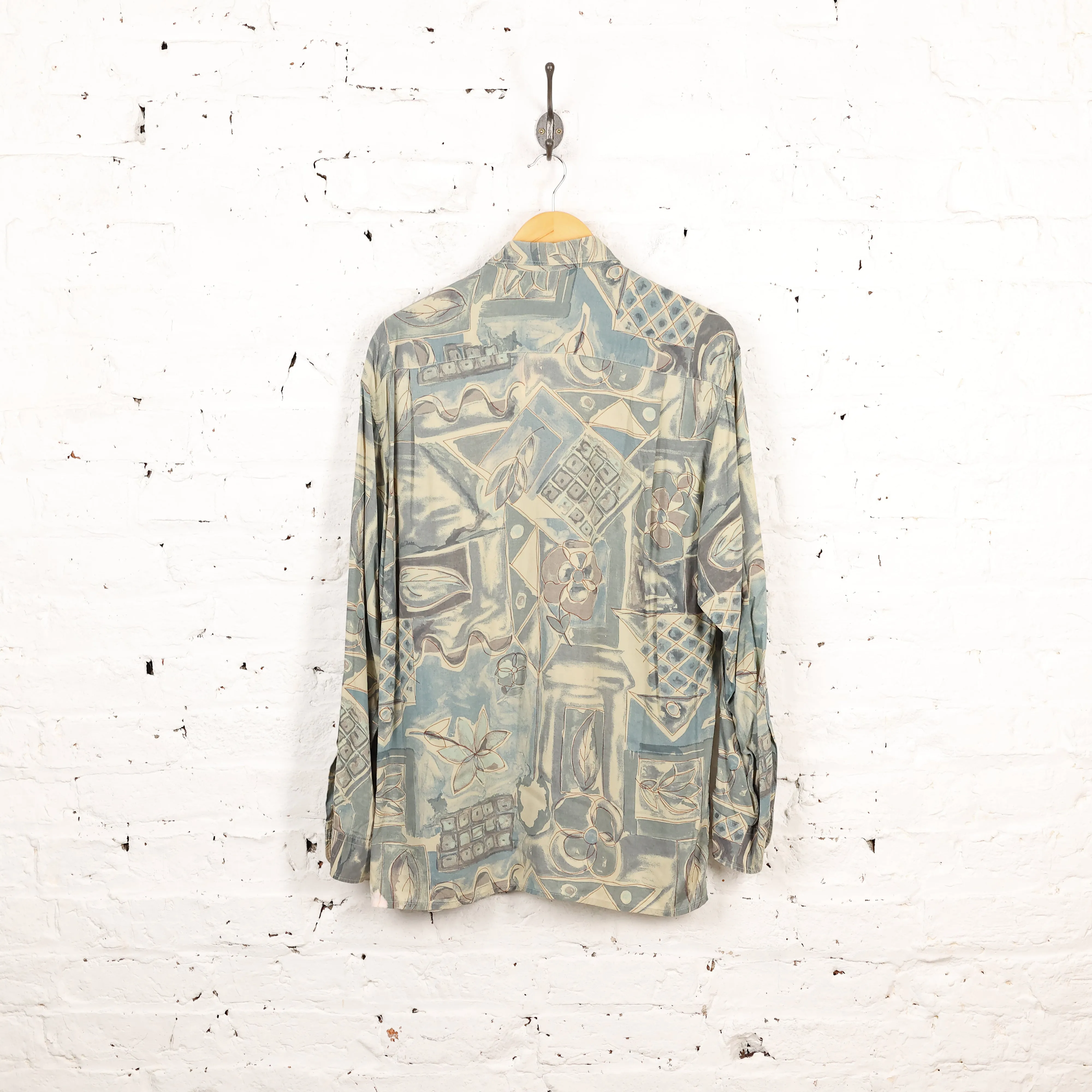 Long Sleeve 90s Pattern Shirt - Green - L
