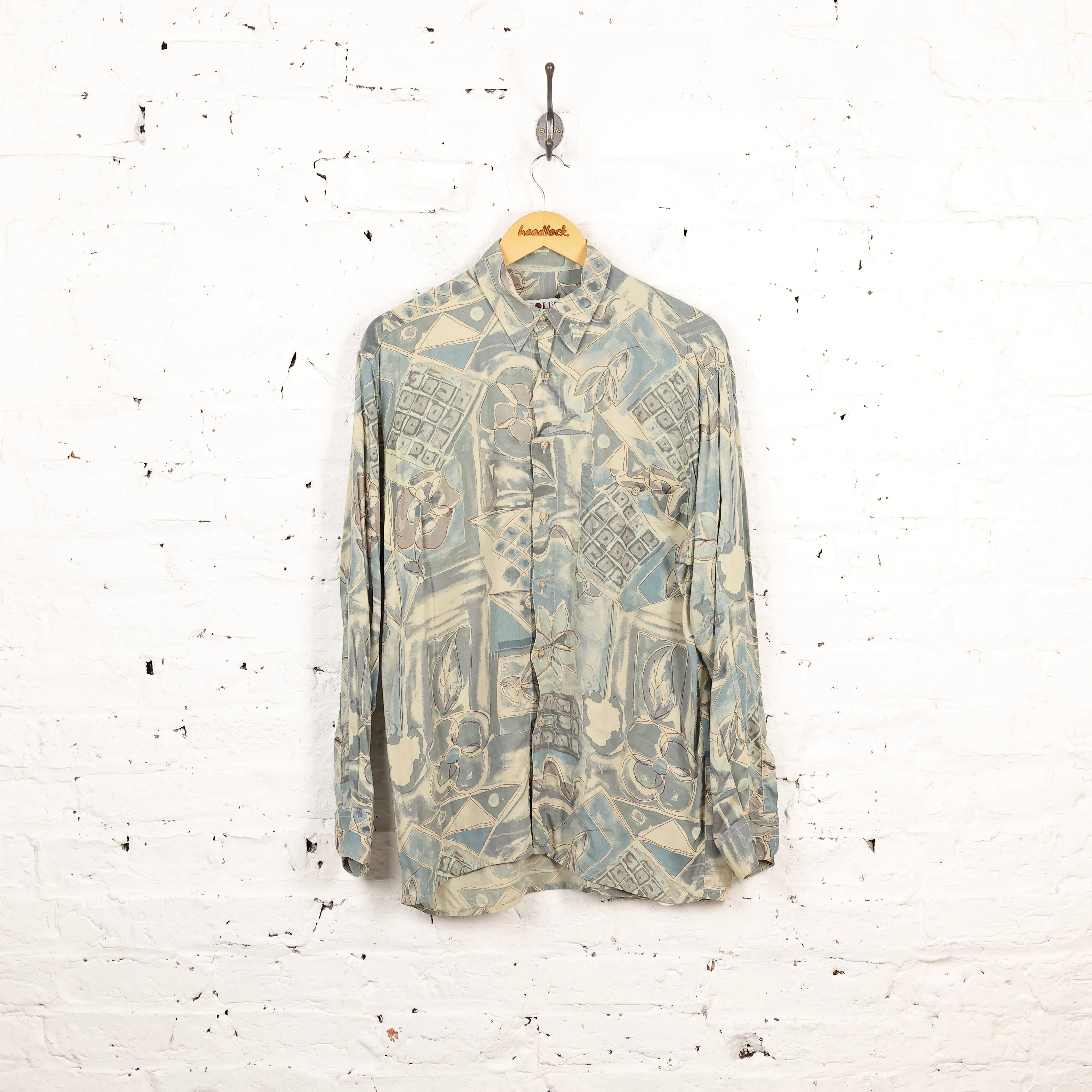 Long Sleeve 90s Pattern Shirt - Green - L
