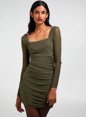 Long Sleeve Mesh Mini Dress