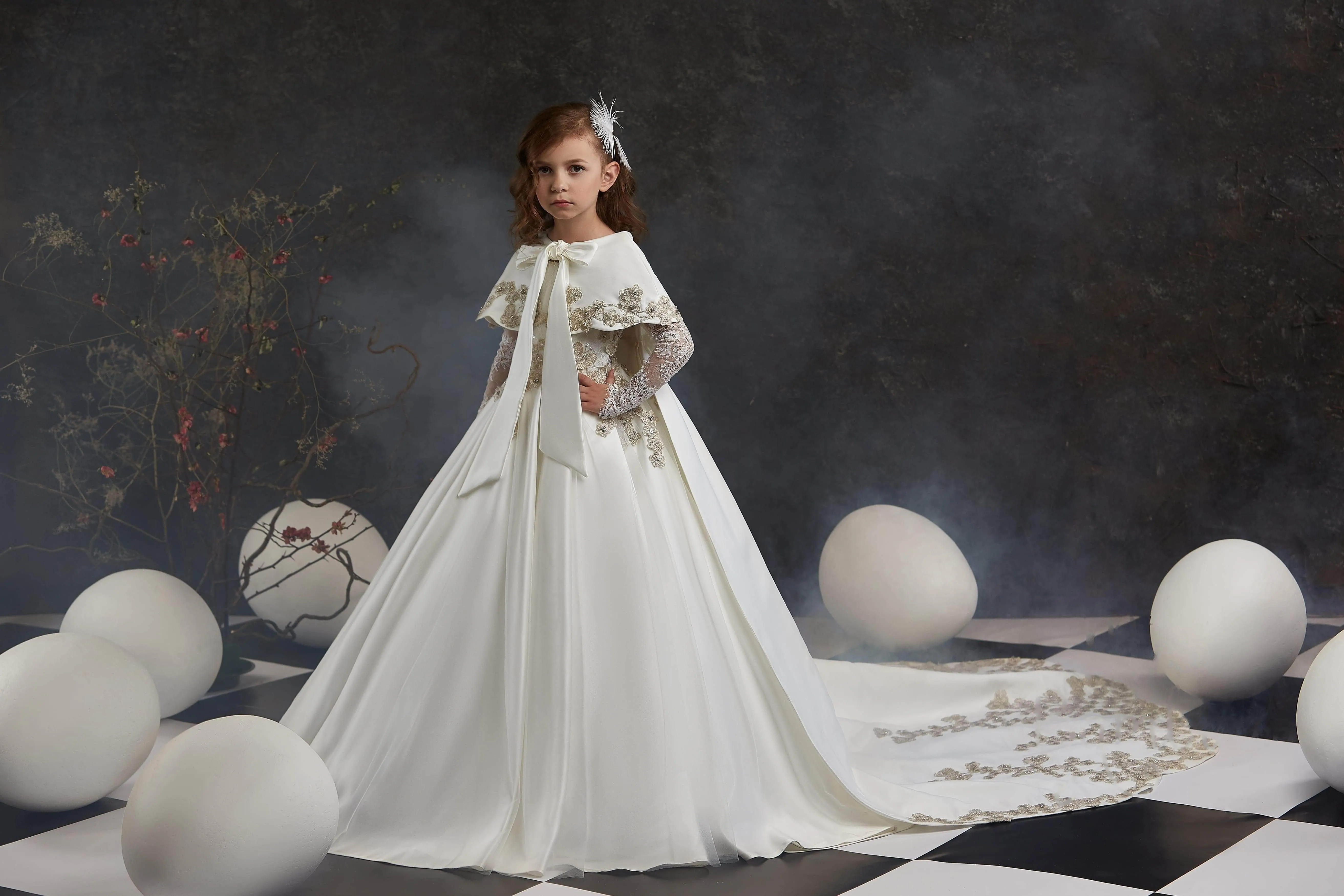 Long Train Satin Cape