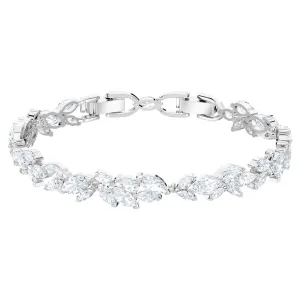 Louison bracelet Leaf, White, Rhodium plated