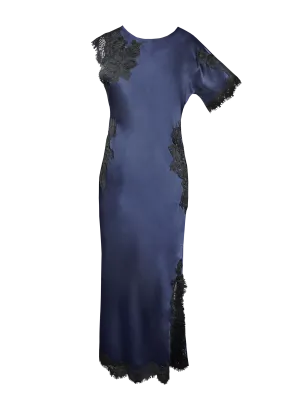 Luna Long Bias Dress - Blue Ink