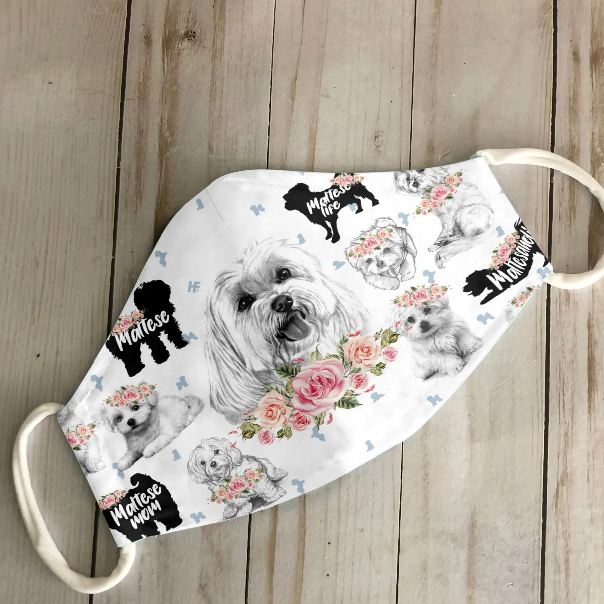Maltese Floral Vintage EZ07 3006 Face Mask