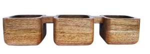 Mango Wood Dish w/ 3 Sections, Natural