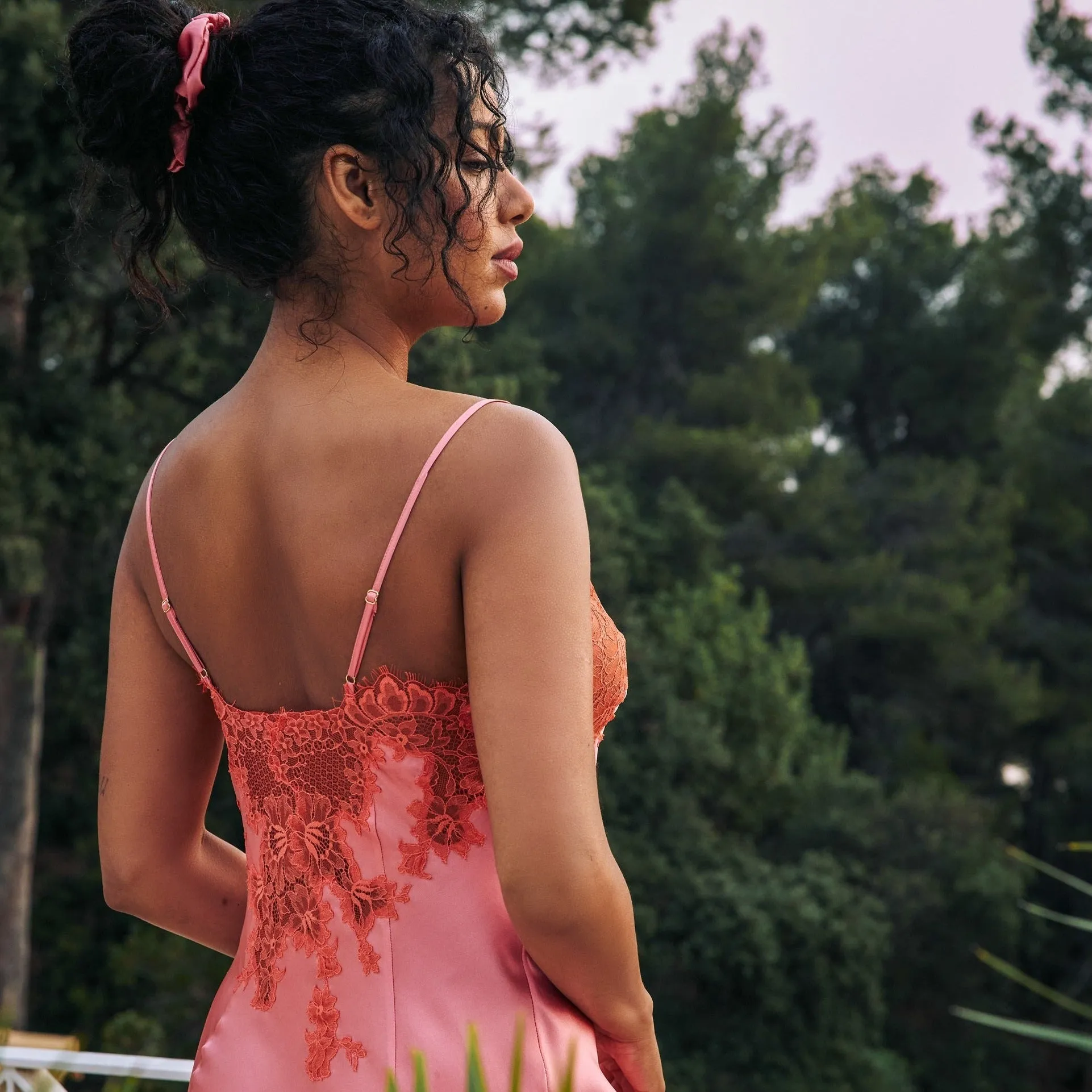 Marjolaine Tamara Silk and Lace Long Nightdress