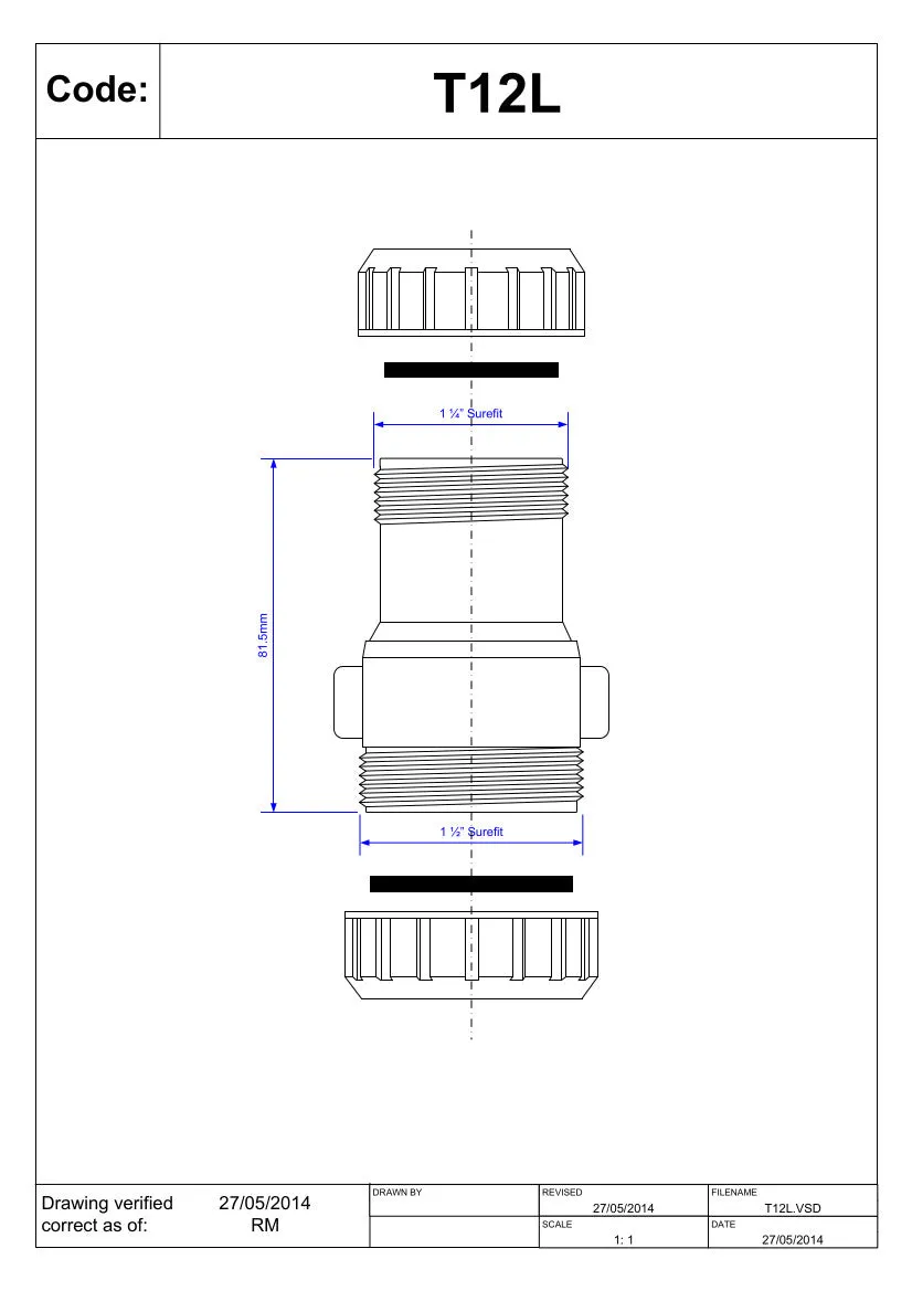 McAlpine T12L 1½" X  1¼" Surefit Connector