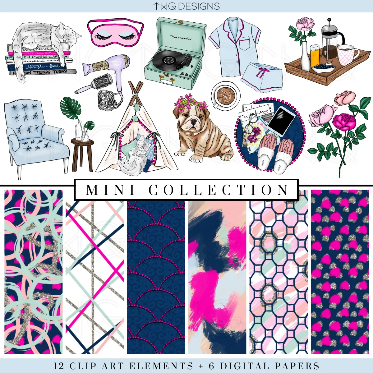 Me Time Clipart   Pattern Bundle
