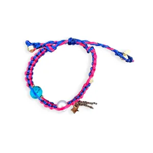 MEDITERRANEAN SUNRISE PEARL TURQUOISE GOLD STAR AND CHAIN SILK ROCKER BRACELET