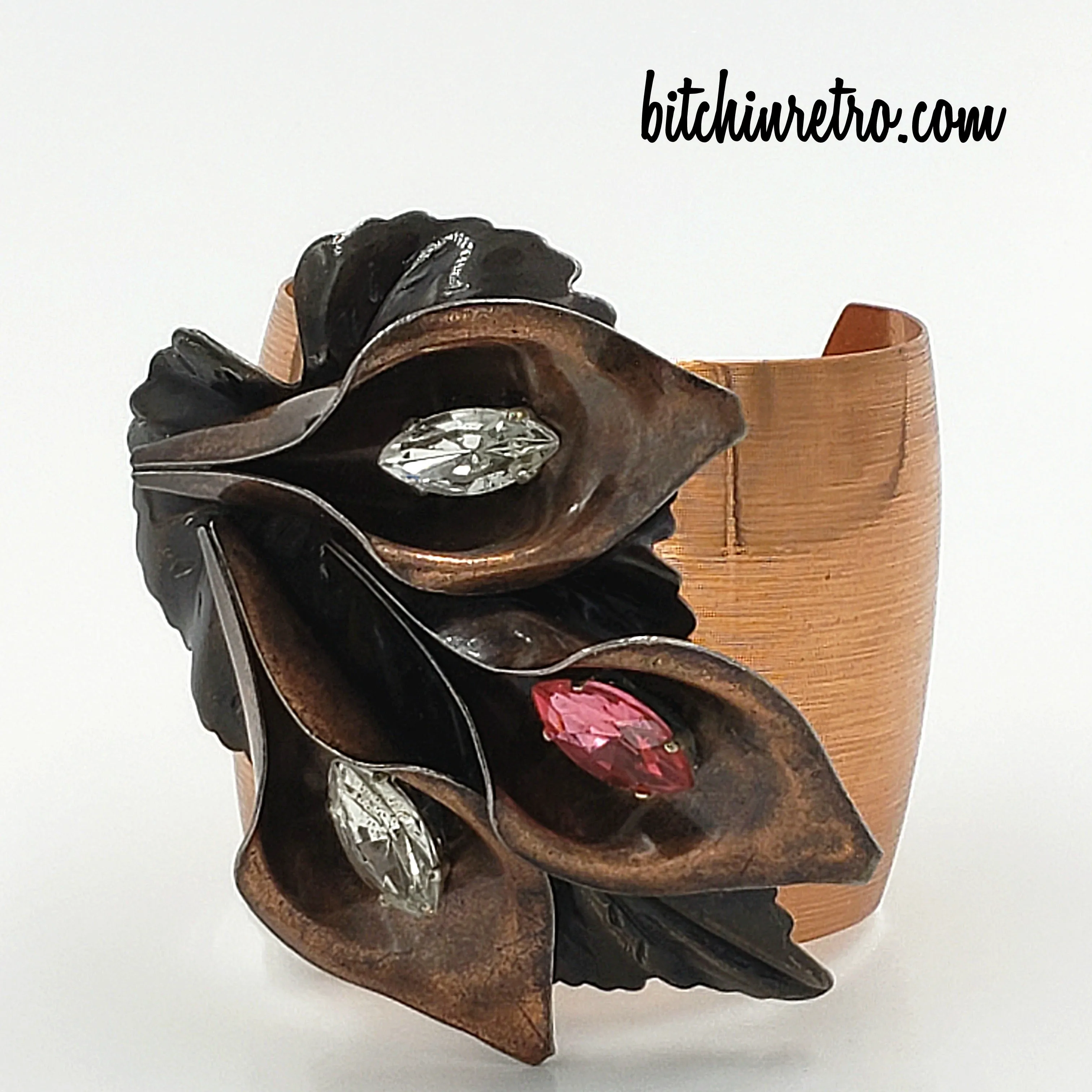 Metal Petals Studio Artisan Rhinestone Bracelet by Reynold Mejer