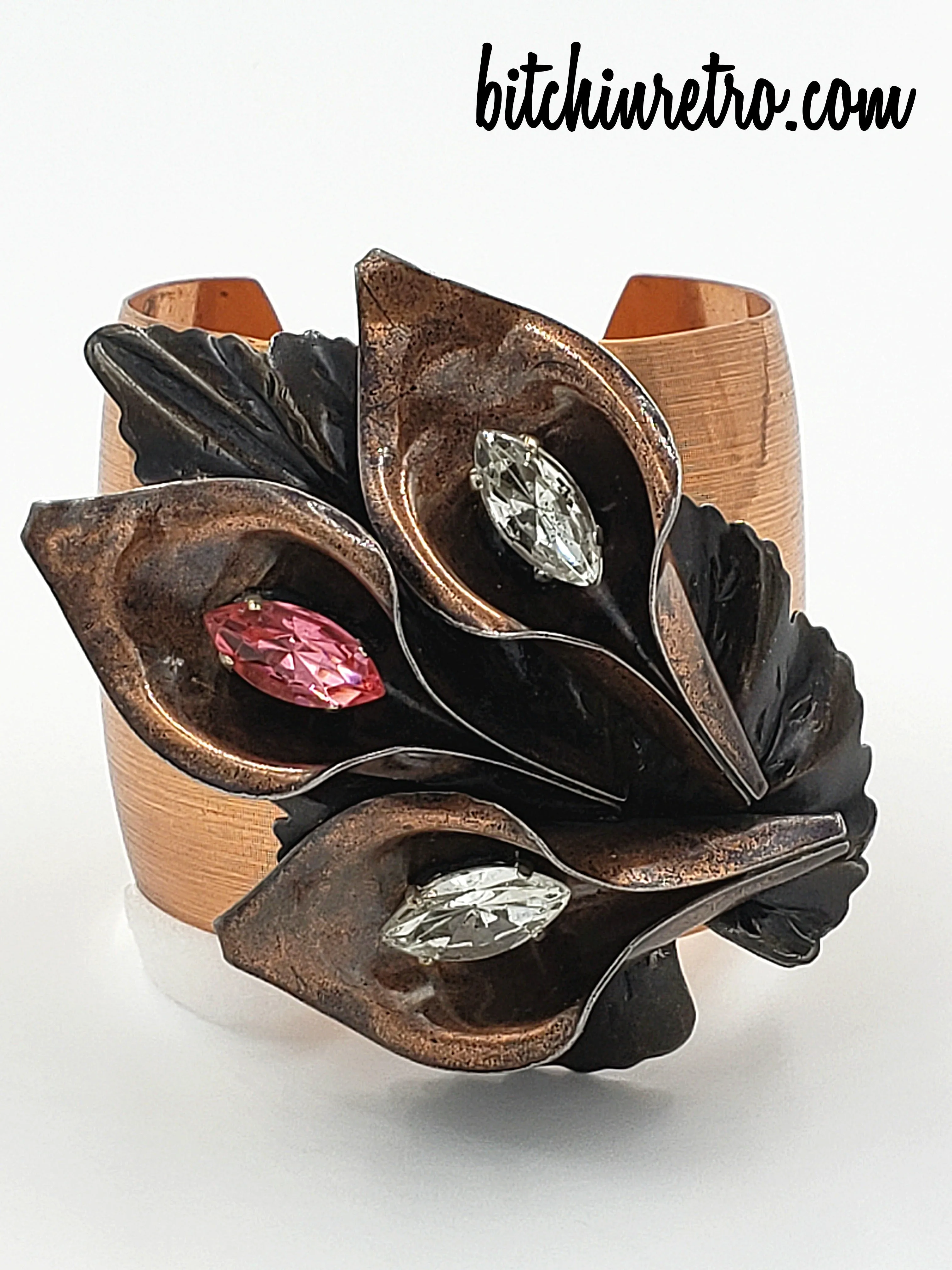 Metal Petals Studio Artisan Rhinestone Bracelet by Reynold Mejer