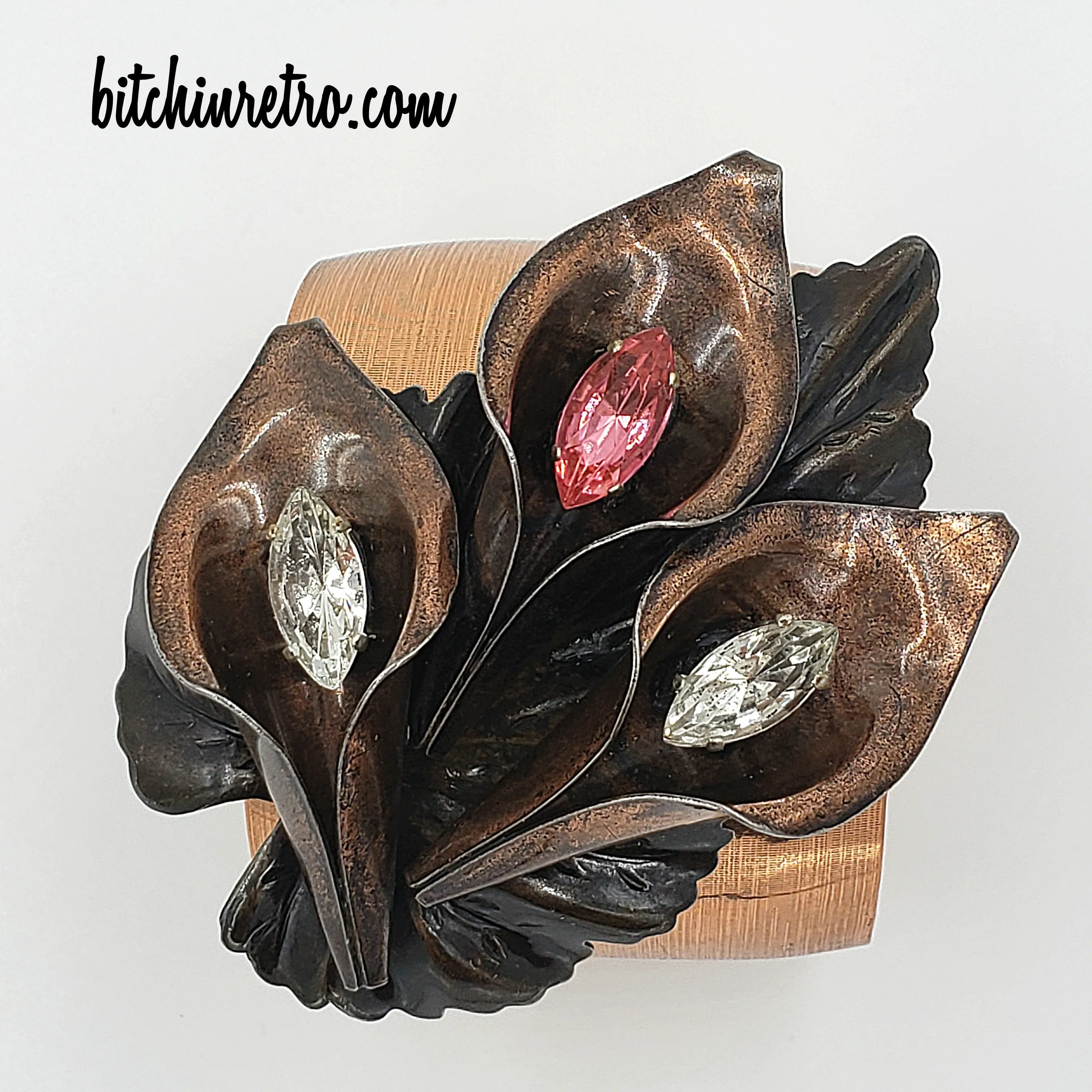 Metal Petals Studio Artisan Rhinestone Bracelet by Reynold Mejer