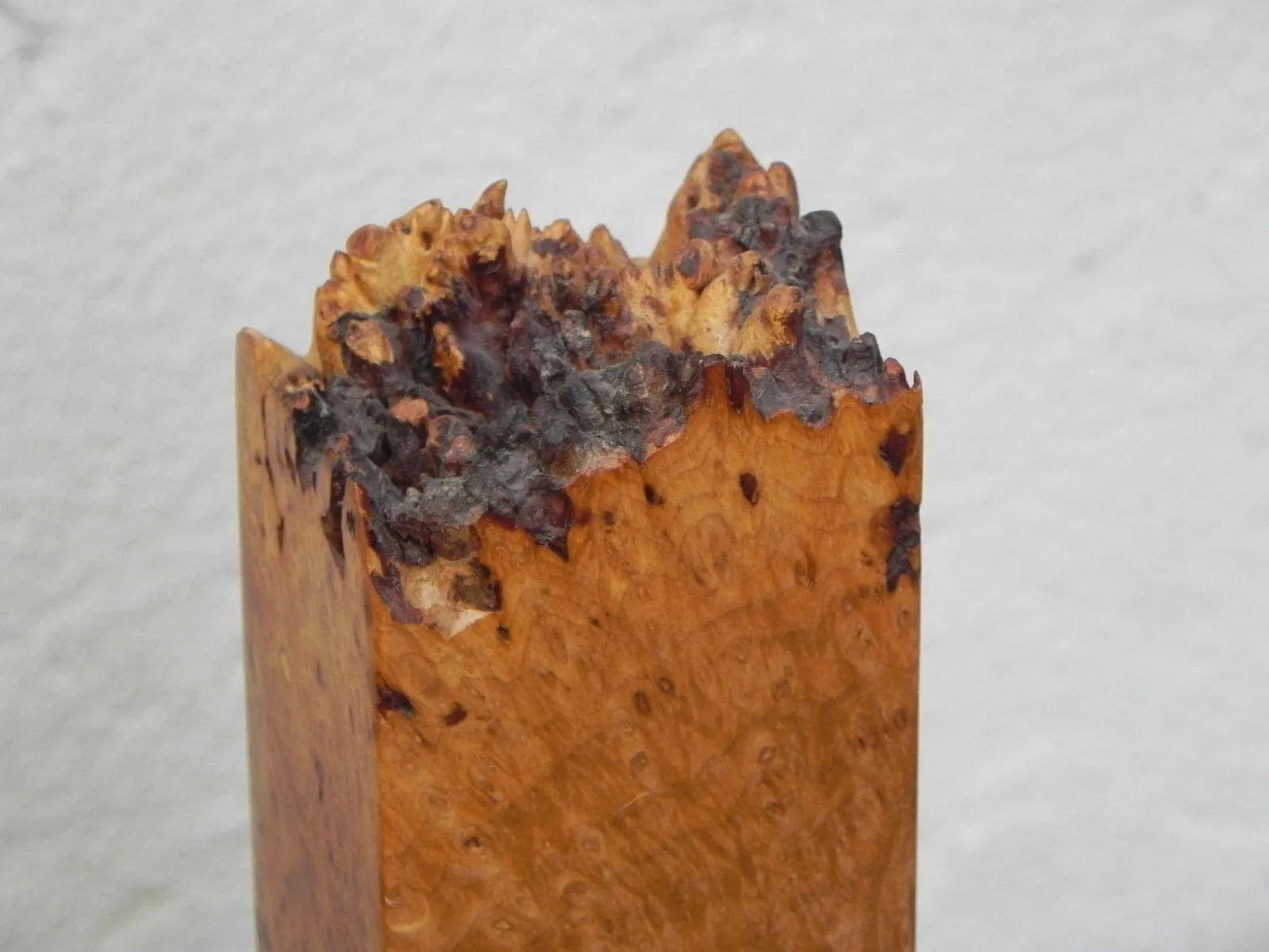 Michael Elkan Burled Maple Natural Edge Bookend Clock, Artisan Desktop Set