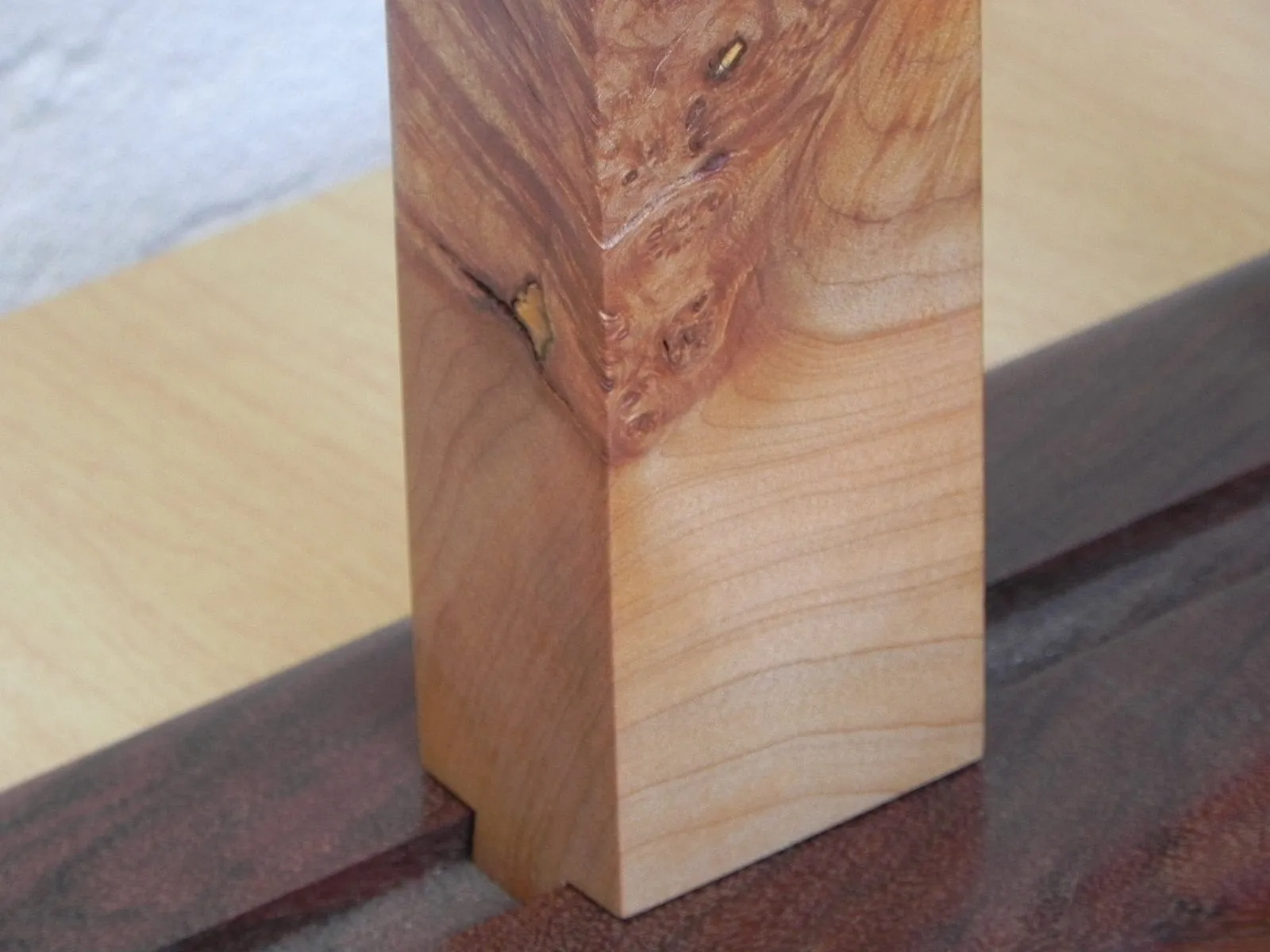 Michael Elkan Burled Maple Natural Edge Bookend Clock, Artisan Desktop Set