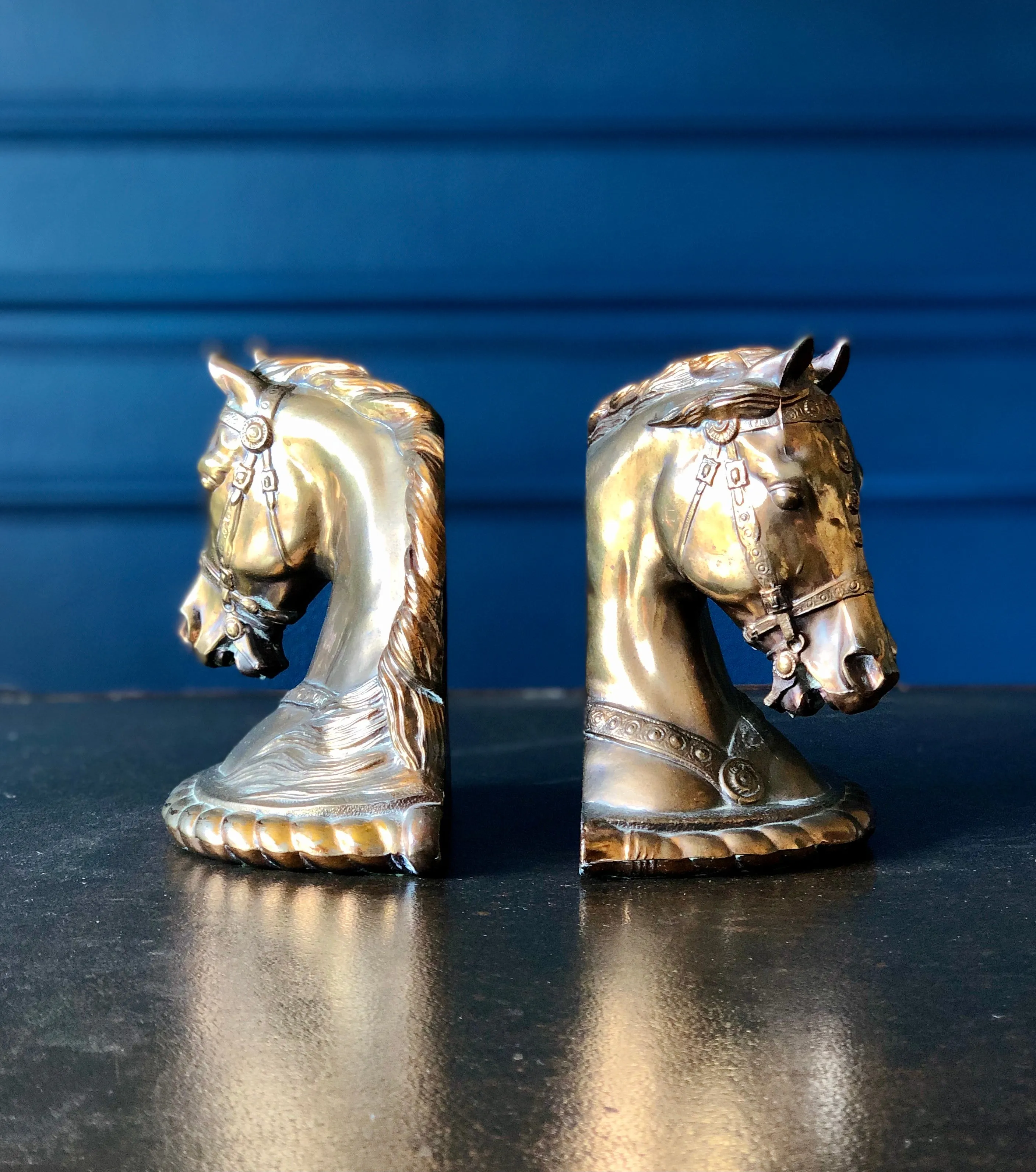 Mid-Century Gladys Brown Horse Head Bookends