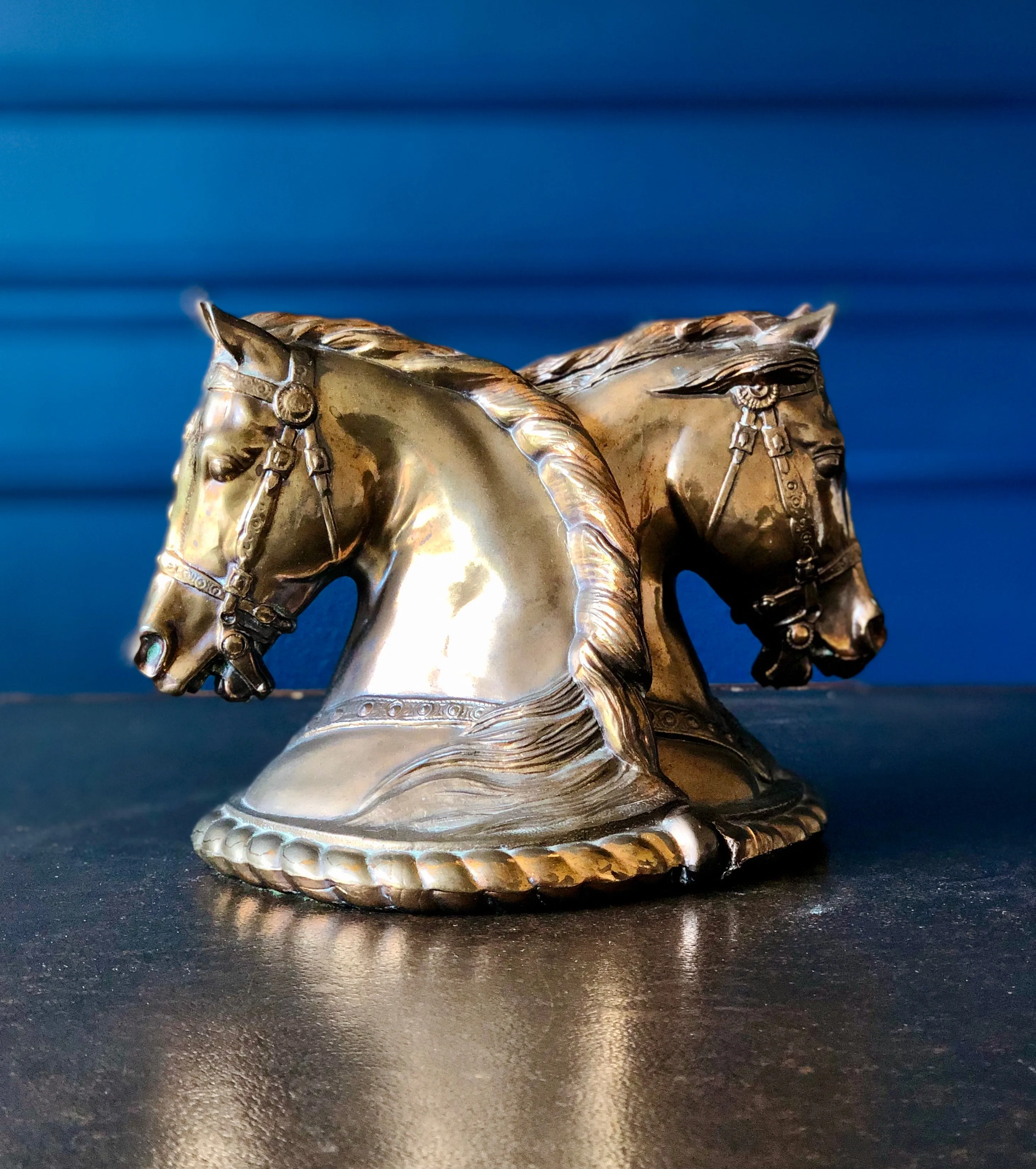 Mid-Century Gladys Brown Horse Head Bookends