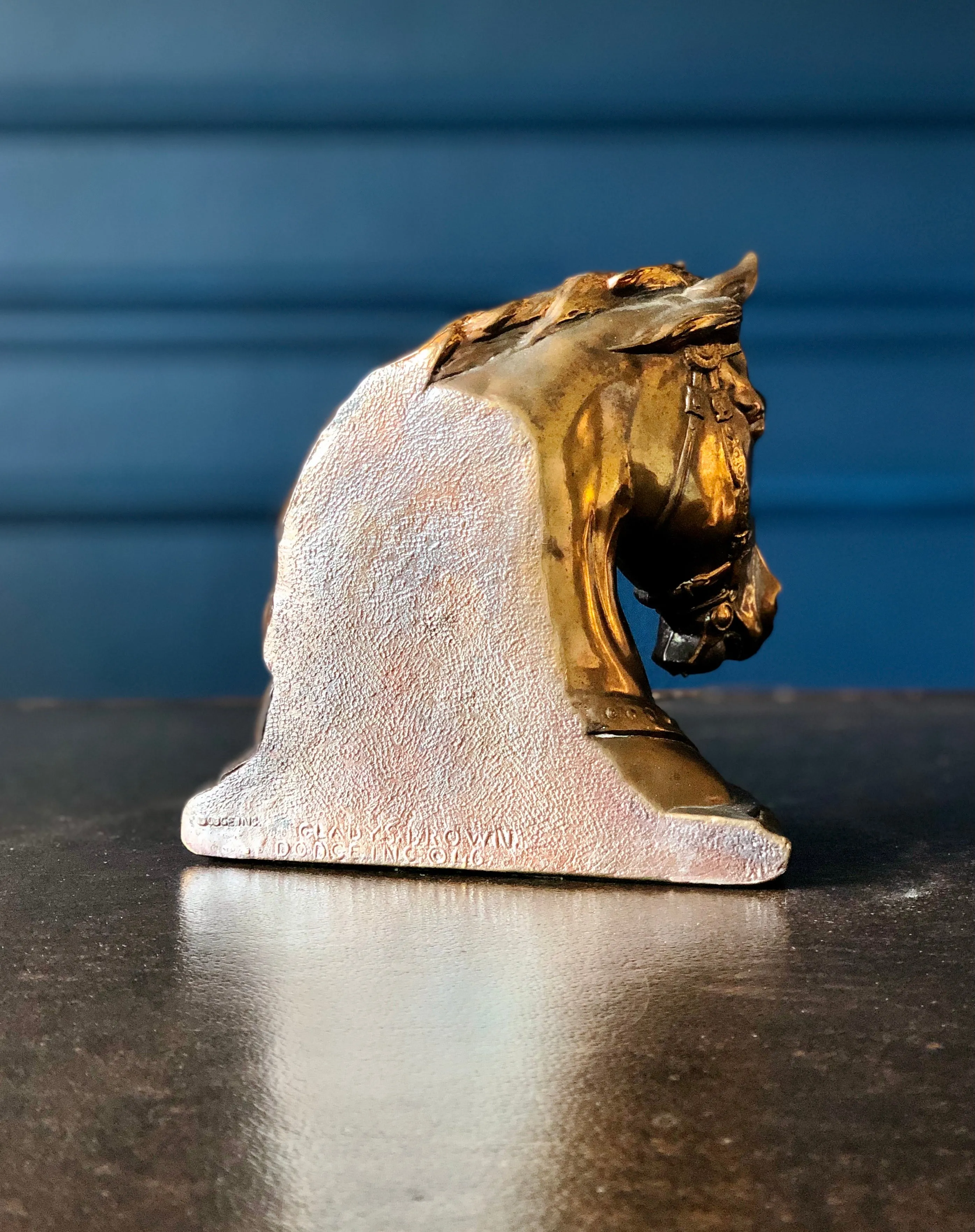 Mid-Century Gladys Brown Horse Head Bookends