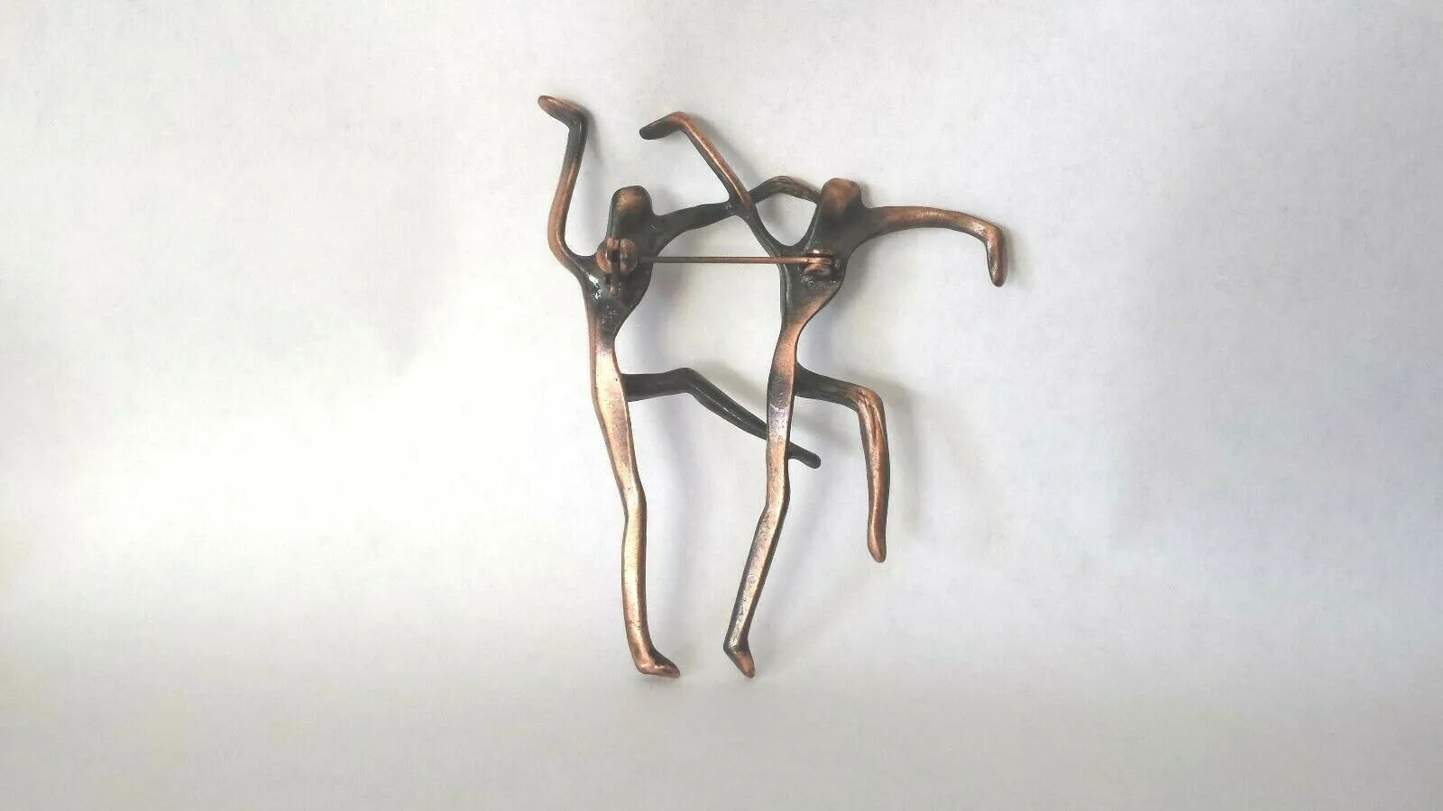 Mid Century Modernist Copper Modern Dance Dancer Pin 2 7/8"