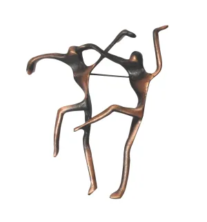 Mid Century Modernist Copper Modern Dance Dancer Pin 2 7/8"