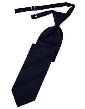 Midnight Blue Striped Satin Kids Necktie