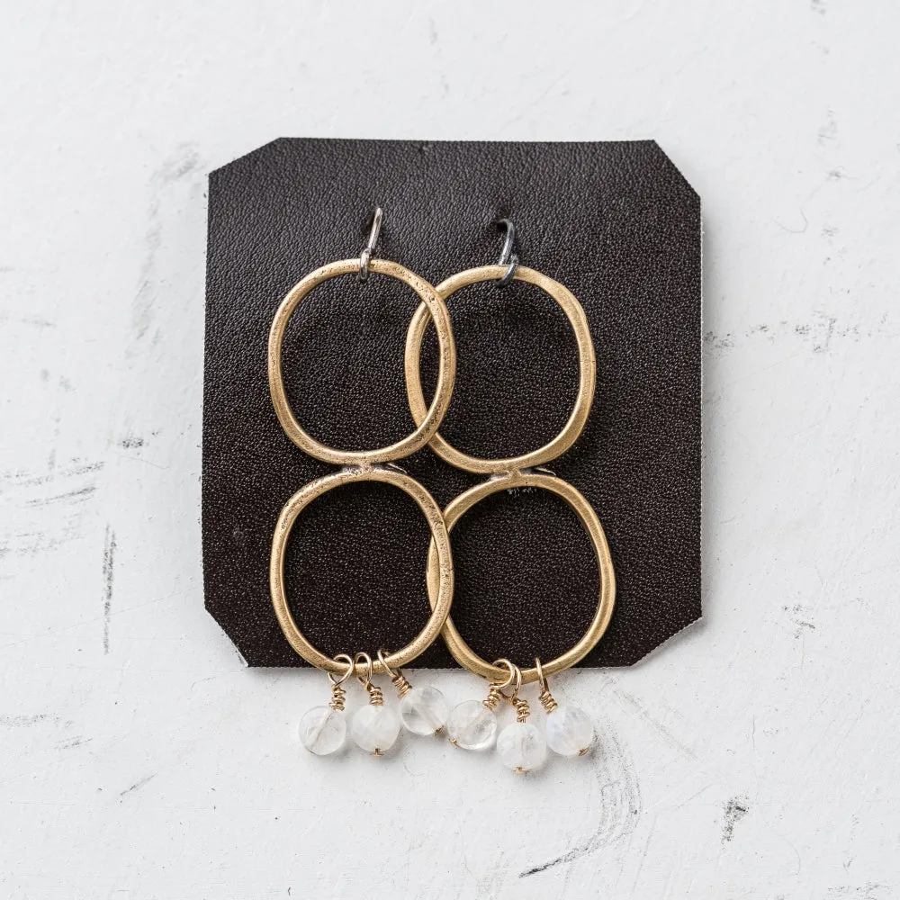 Moonstone Coin Double Karma Earrings
