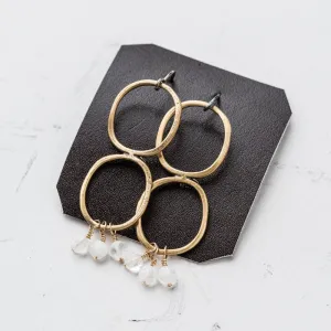 Moonstone Coin Double Karma Earrings