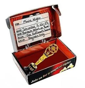 Movie Night Invitation in a Box with Movie Buff Trophy (12 ea)