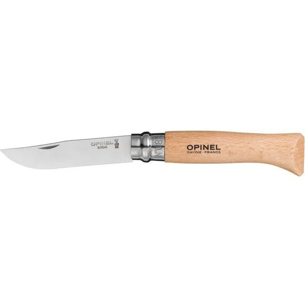 Multipurpose Knife- Opinel No 8 Stainless Steel Folding Knife with Case