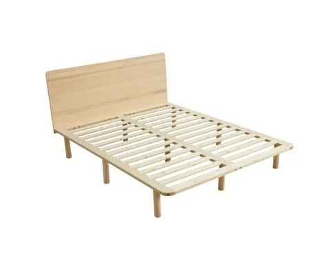 Natural Solid Wood Bed Frame Bed Base with Headboard