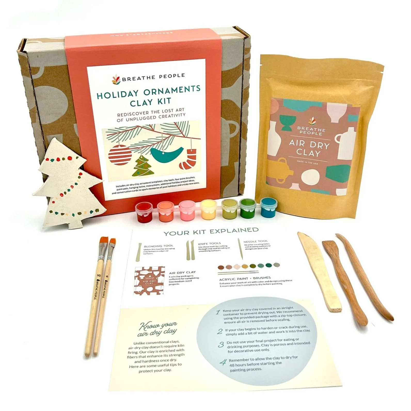 NEW! Holiday Ornaments Clay Date Activity Kit (Clay Kit For Two) by Breathe People