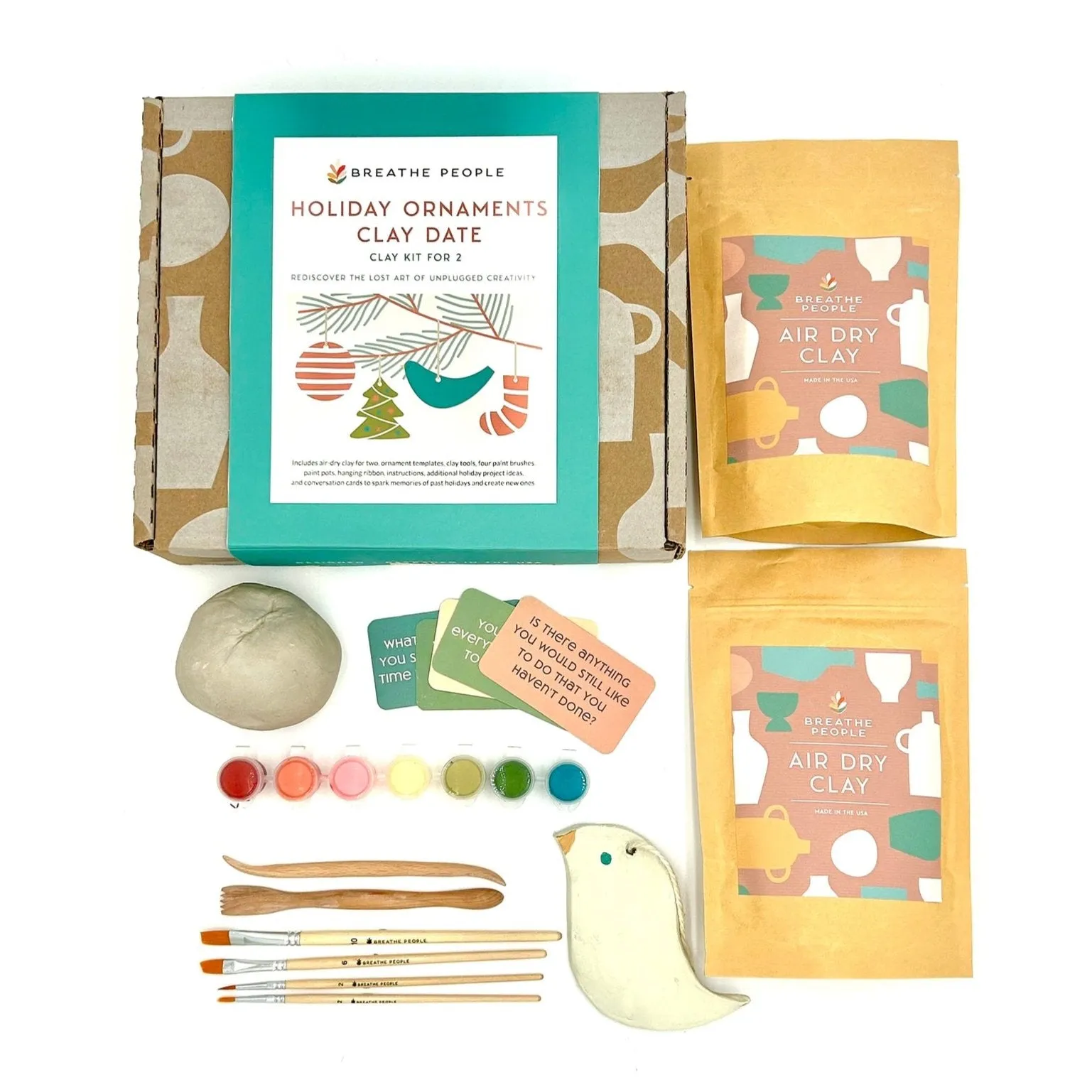 NEW! Holiday Ornaments Clay Date Activity Kit (Clay Kit For Two) by Breathe People