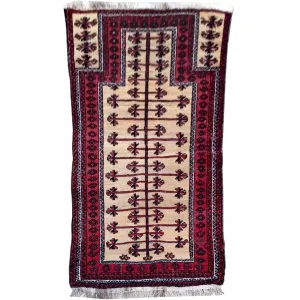 Oriental Hand-Knotted Afghan Baloch Prayer Handmade Wool Rug (Size 2.6 X 4.7) Cwrsf-1773