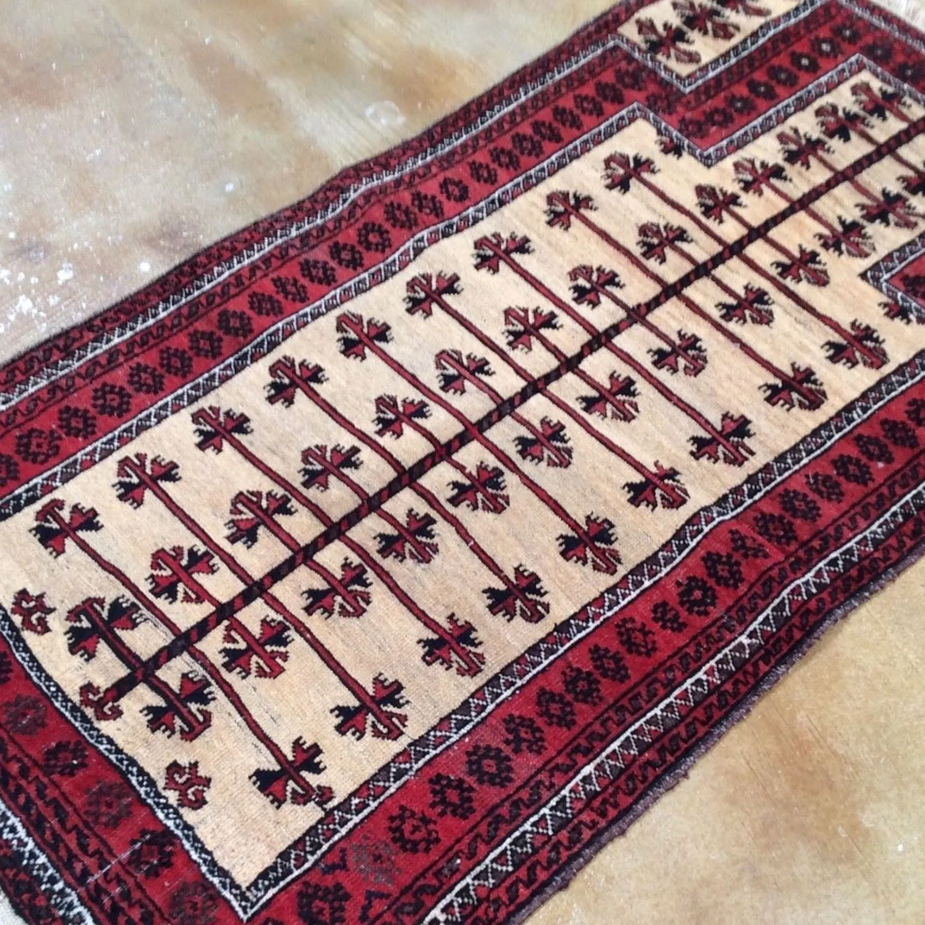 Oriental Hand-Knotted Afghan Baloch Prayer Handmade Wool Rug (Size 2.6 X 4.7) Cwrsf-1773