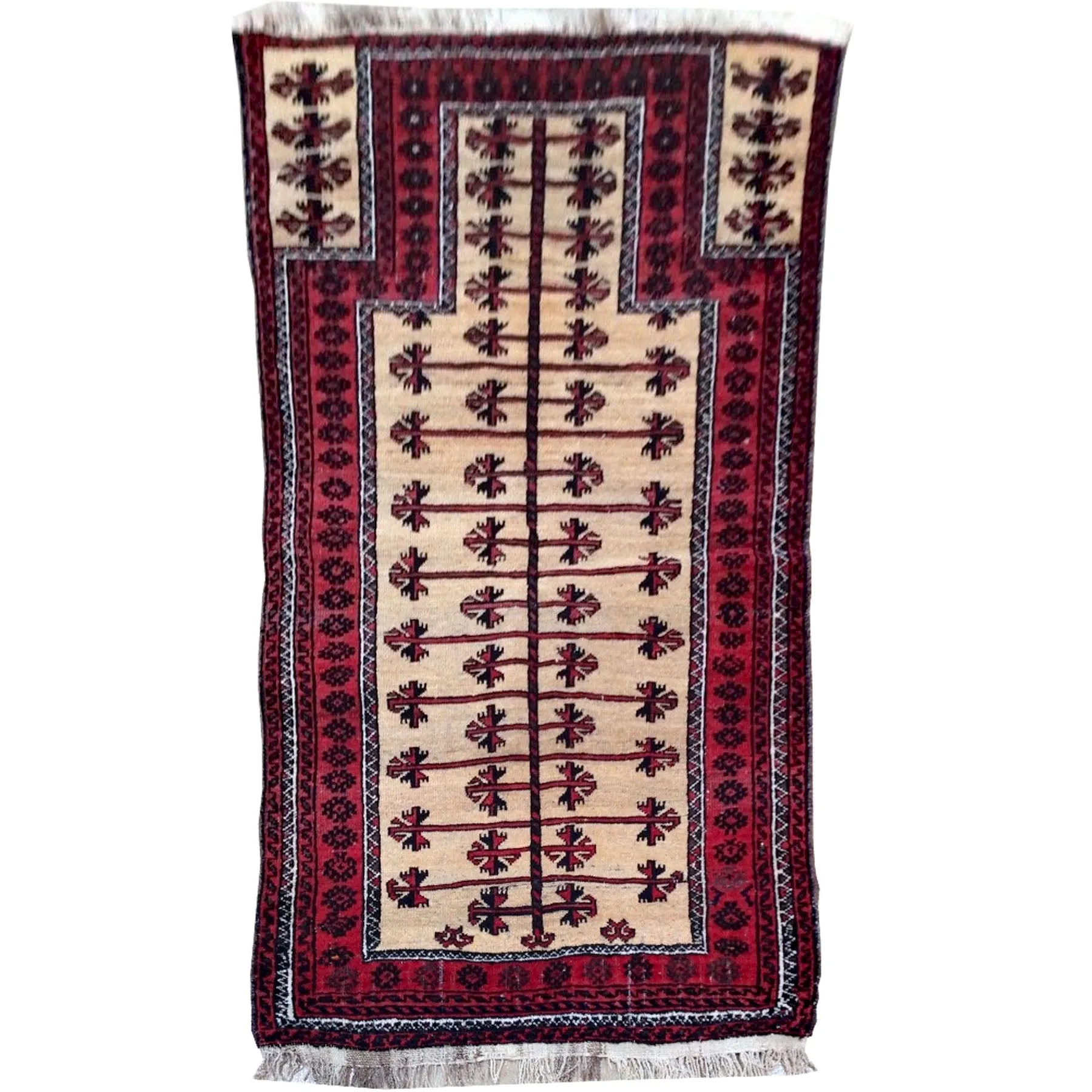 Oriental Hand-Knotted Afghan Baloch Prayer Handmade Wool Rug (Size 2.6 X 4.7) Cwrsf-1773