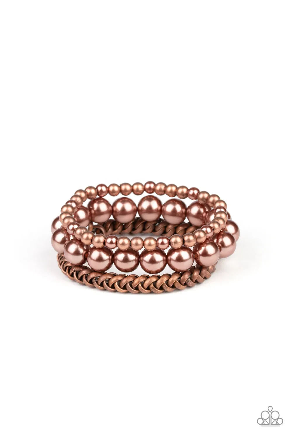 Paparzzi A PEARL-fect Ten - Copper Stretch Bracelets