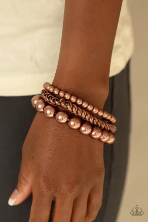 Paparzzi A PEARL-fect Ten - Copper Stretch Bracelets