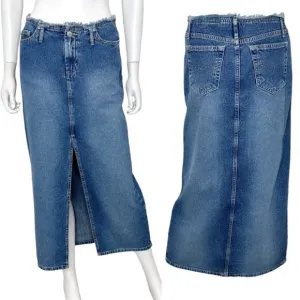 Paris Blues Originals Vintage 90s Y2K Front Slit Denim Midi Skirt Juniors Size 1