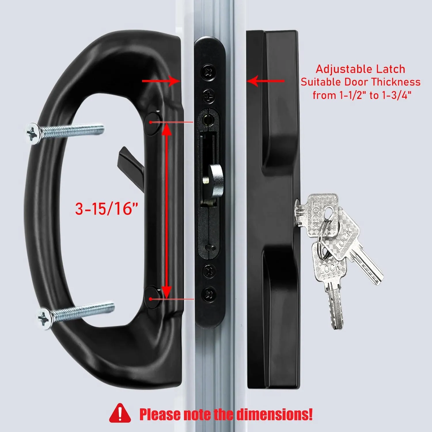 Patio Sliding Door Handle Set with Mortise Lock, Perfect Replacement Sliding