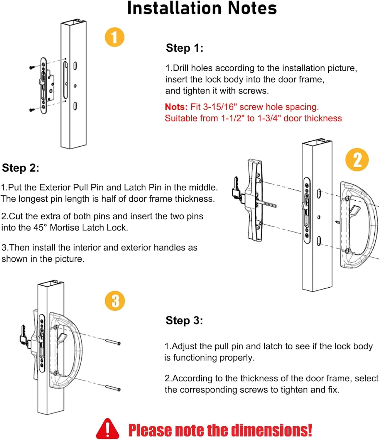 Patio Sliding Door Handle Set with Mortise Lock, Perfect Replacement Sliding