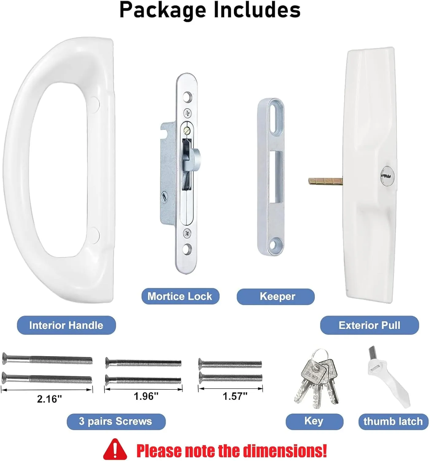 Patio Sliding Door Handle Set with Mortise Lock, Perfect Replacement Sliding