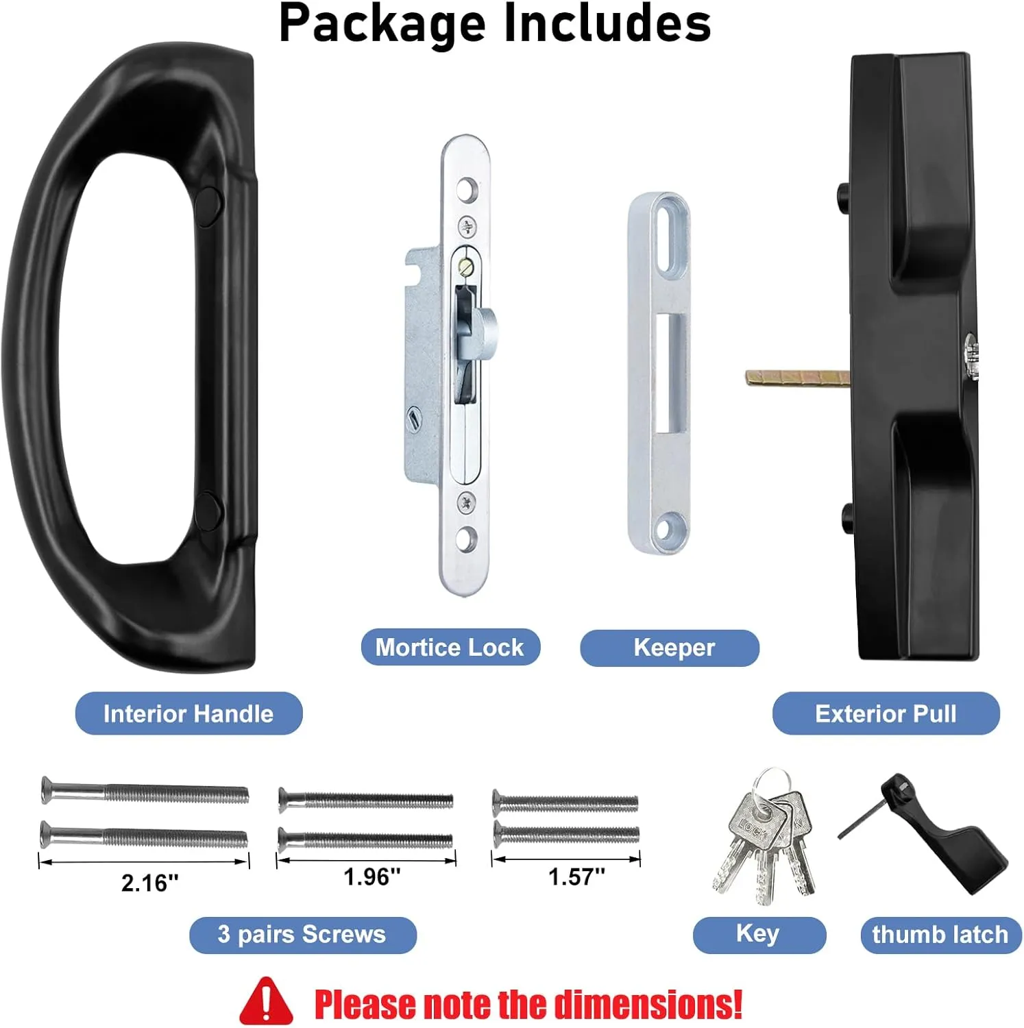 Patio Sliding Door Handle Set with Mortise Lock, Perfect Replacement Sliding