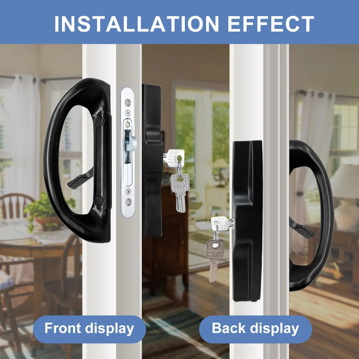 Patio Sliding Door Handle Set with Mortise Lock, Perfect Replacement Sliding