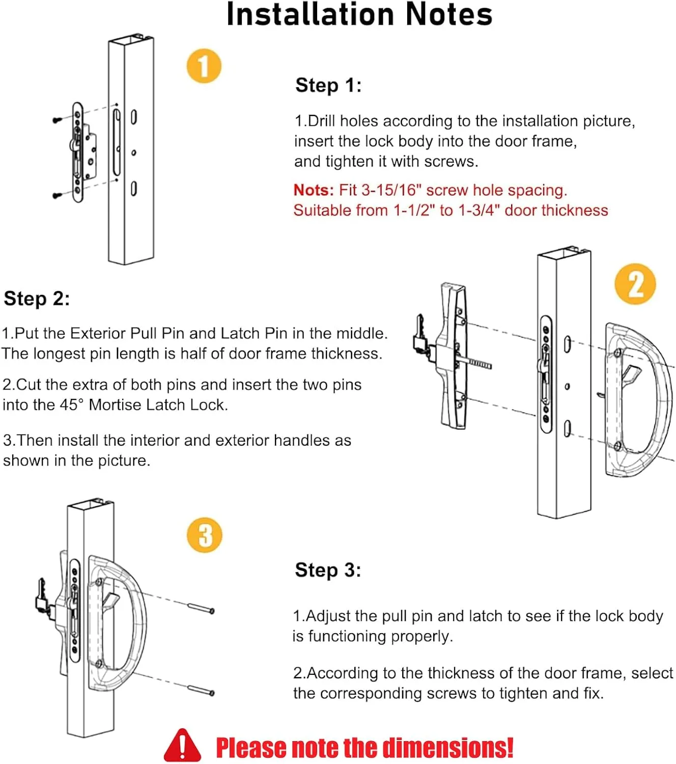 Patio Sliding Door Handle Set with Mortise Lock, Perfect Replacement Sliding