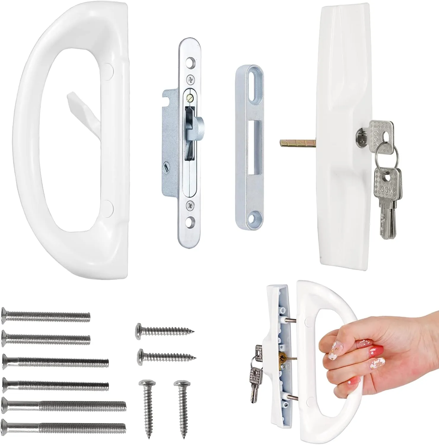 Patio Sliding Door Handle Set with Mortise Lock, Perfect Replacement Sliding