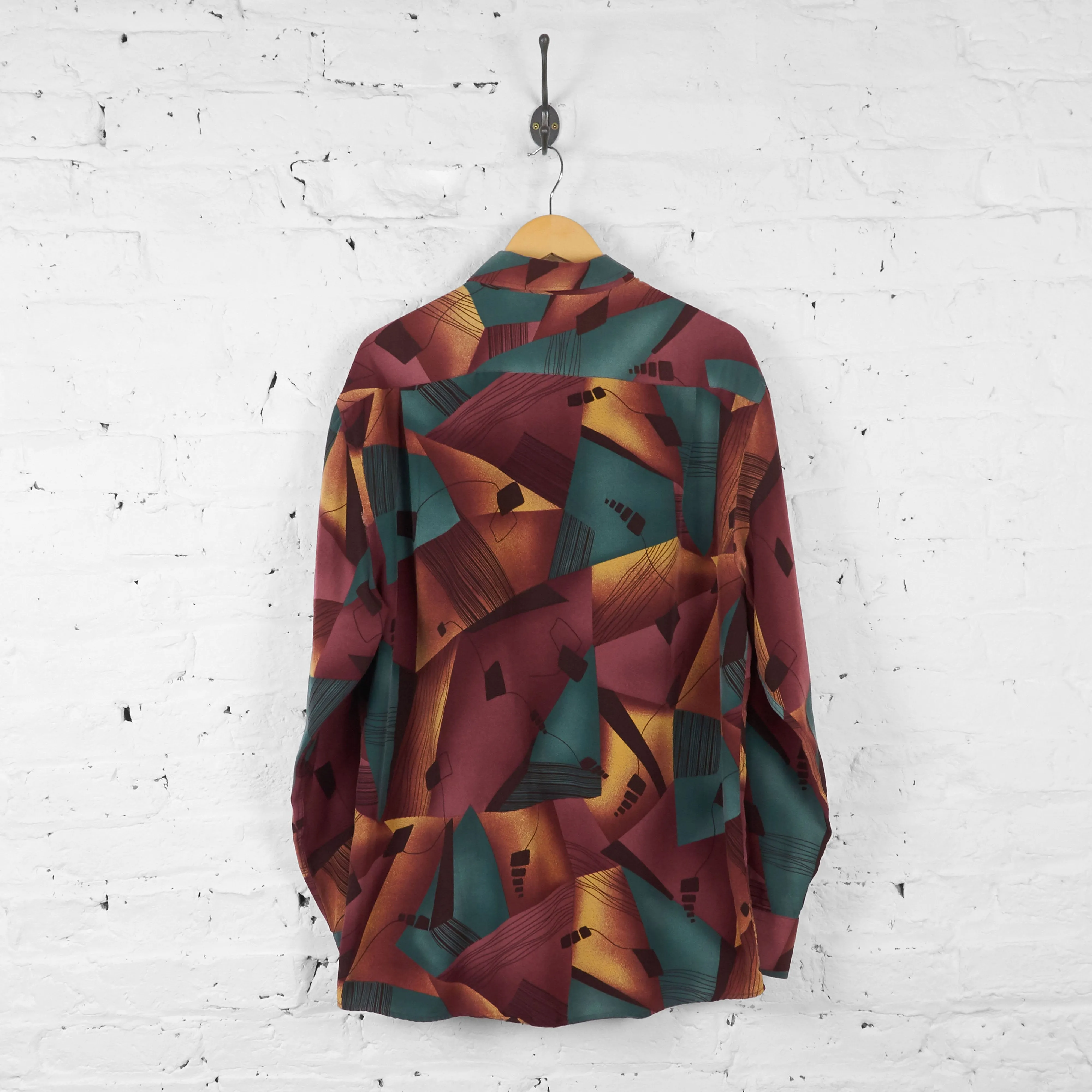 Patterned Long Sleeve Shirt - Red/Green - XXL