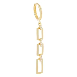 Pavé Drop Link Huggie Earring 14K