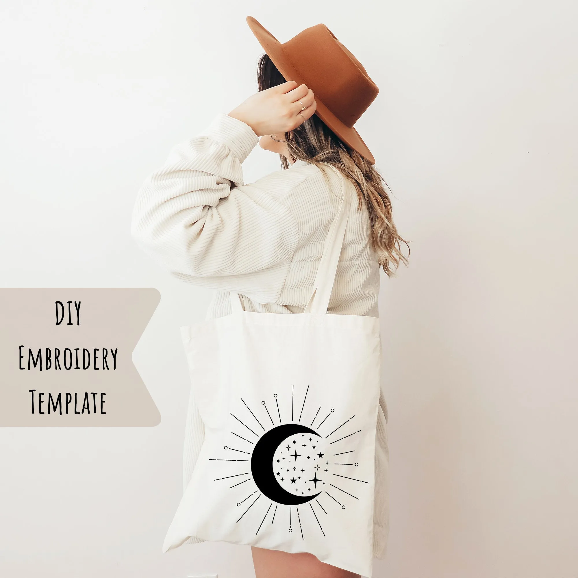 PDF Embroidery Pattern Celestial Moon Art E6