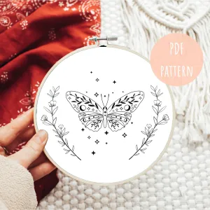PDF Embroidery Pattern Celestial Moth Art E3